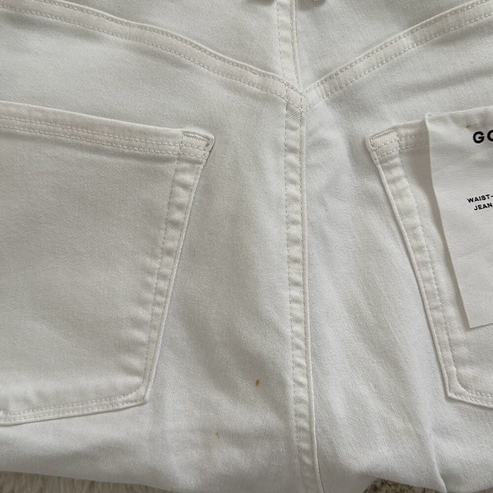 Good American Good Waist Crop Distressed Jeans White Size 12/31 - Picture 6 of 8